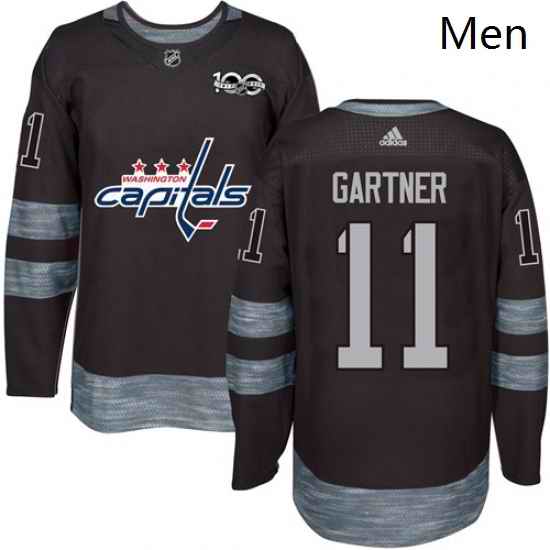 Mens Adidas Washington Capitals 11 Mike Gartner Authentic Black 1917 2017 100th Anniversary NHL Jersey